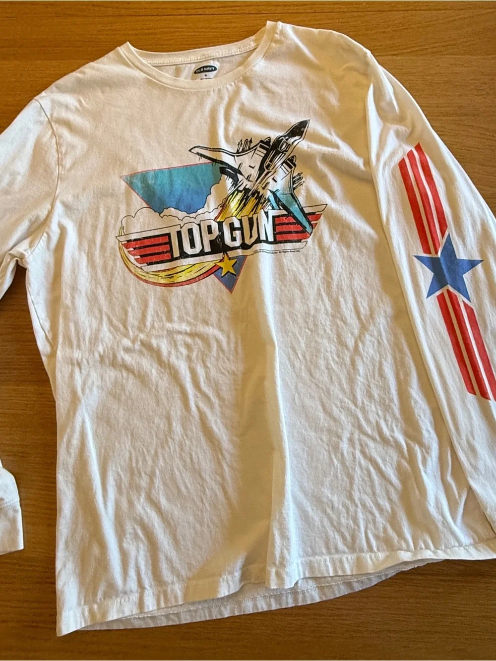 Old Navy White Top Gun Graphic Tee with Jet Illustration